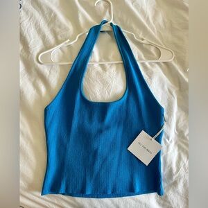 New with Tags Blue Ribbed Crop Top